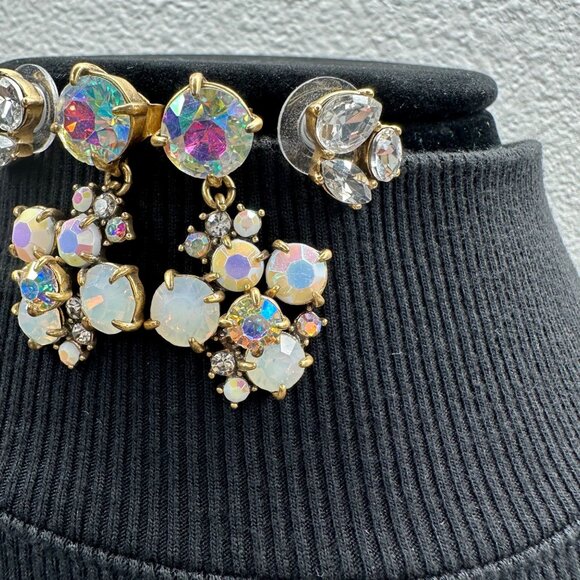 J.Crew AB Rhinestone Dangle Stud Earrings & Rhinestone Studs Set of 2 Glam - Picture 8 of 11